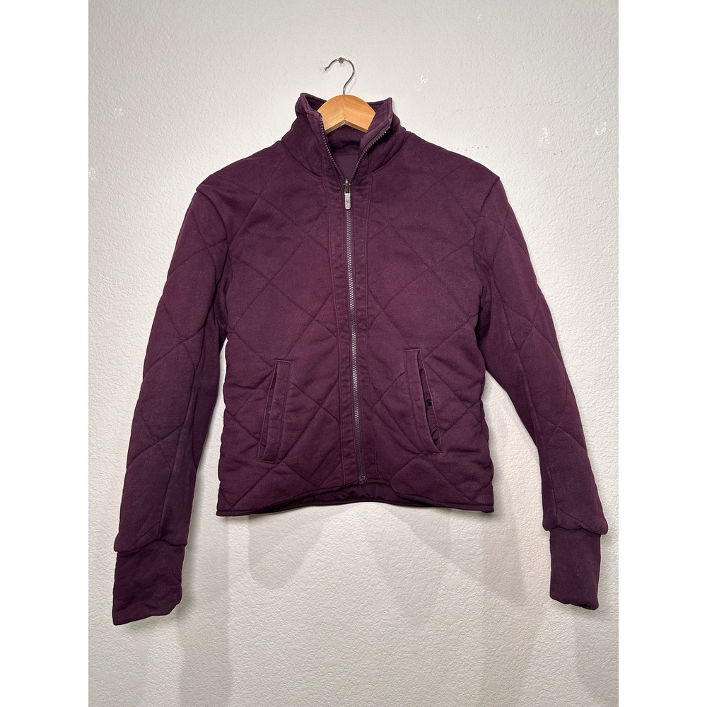 Lululemon Quilted Full Zip‎ Jacket Plum Purple Funnel Neck Size 6
